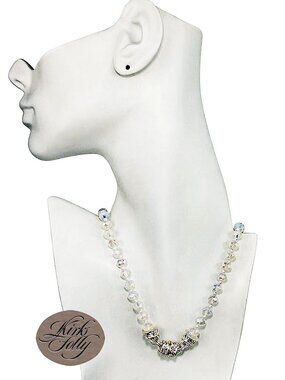 Kirks Folly Crystal Goddess Cloud Opal 8mm Beaded Silvertone MagneticNecklace